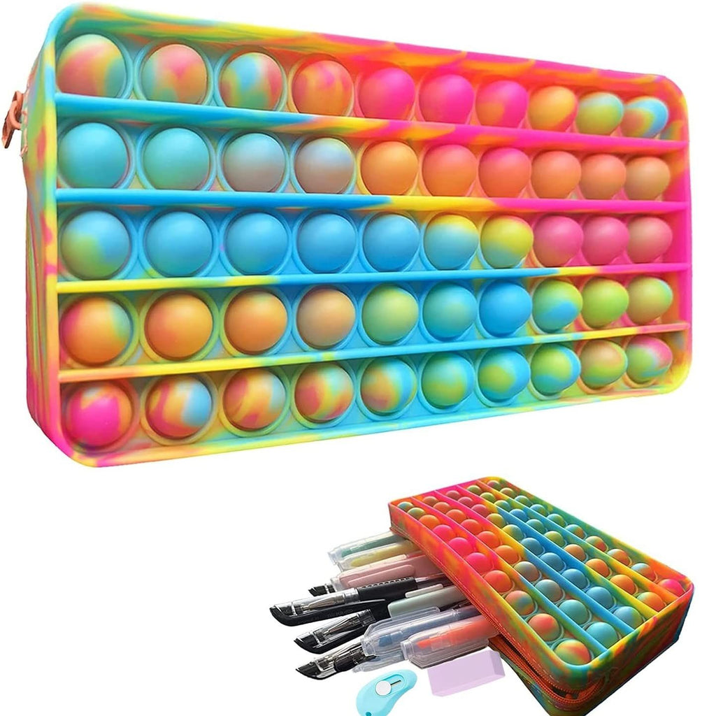 Pop Pencil Case, Fidget Pencil Pen Case Simple Sensory Silicone Bubble Toy, Stationery Storage Bag Decompression Toy For Kids, School Season Gifts, Office Stationery Organizer, Christmas Gifts