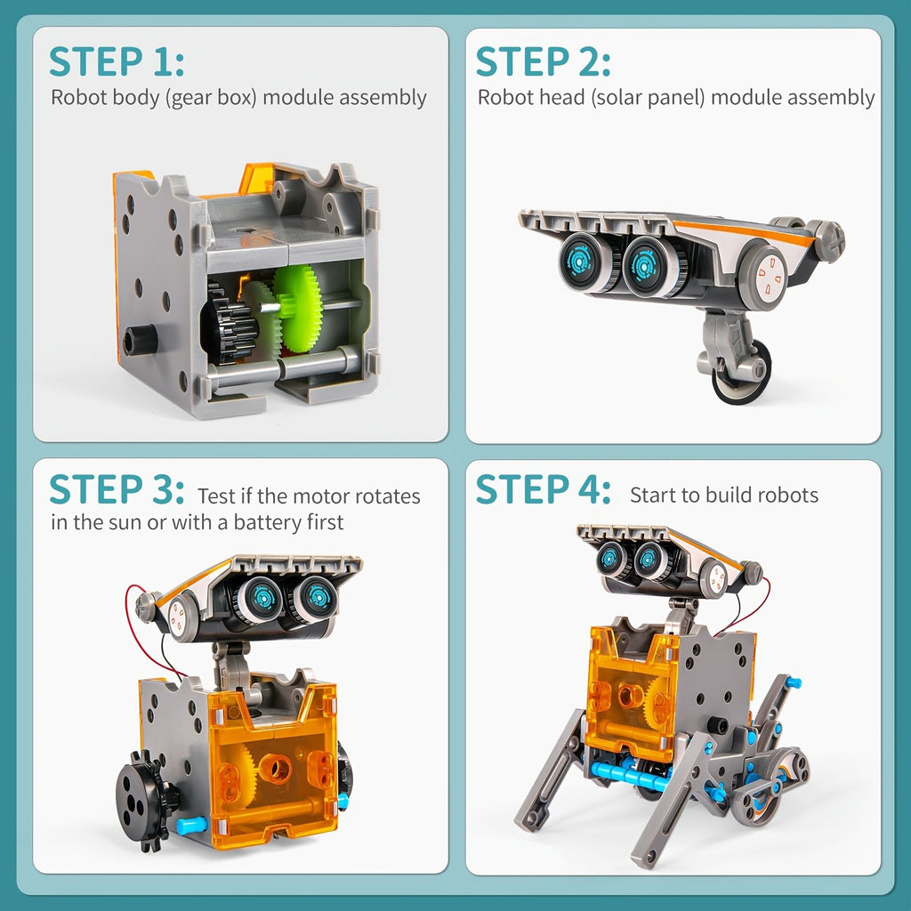 STEM Solar Robot Kit For Kids, 12-in-1 Educational STEM Science Experiment Toys, Solar Powered Building Kit DIY For 8 9 10 11 12 13 Years Old Boys & Girls Kids Toy