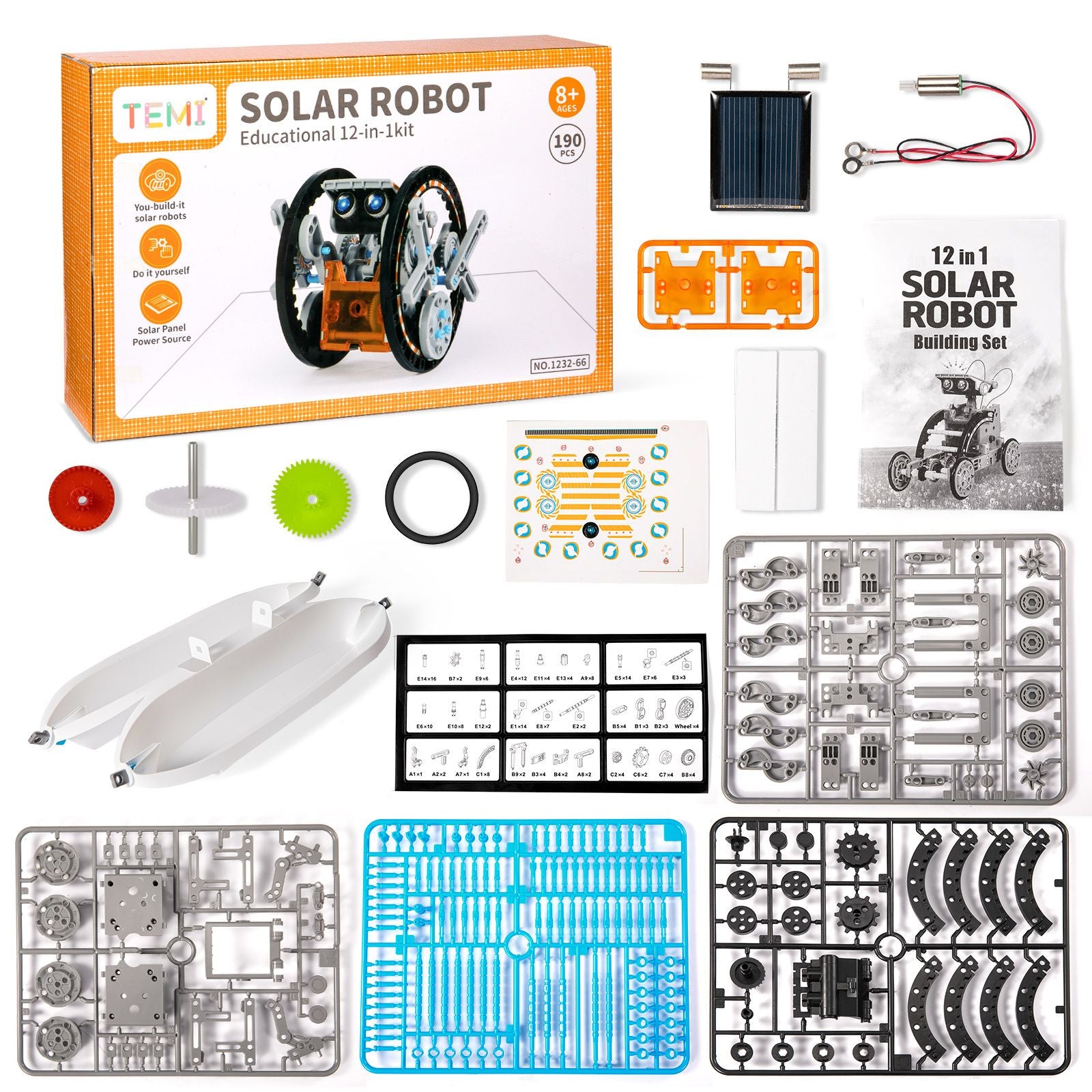 STEM Solar Robot Kit For Kids, 12-in-1 Educational STEM Science Experiment Toys, Solar Powered Building Kit DIY For 8 9 10 11 12 13 Years Old Boys & Girls Kids Toy