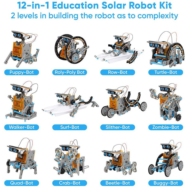 STEM Solar Robot Kit For Kids; 12-in-1 Educational STEM Science Experiment Toys; Solar Powered Building Kit DIY For 8 9 10 11 12 13 Years Old Boys & Girls Kids Toy