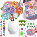 73 Pcs Flower Rhinestones Art Kits Include Butterfly Flower Needle Base Flower Stem DIY Rhinestones Painting Bouquet for Birthday Craft Gift Small Butterfly Decorative Stakes for Wedding Holiday