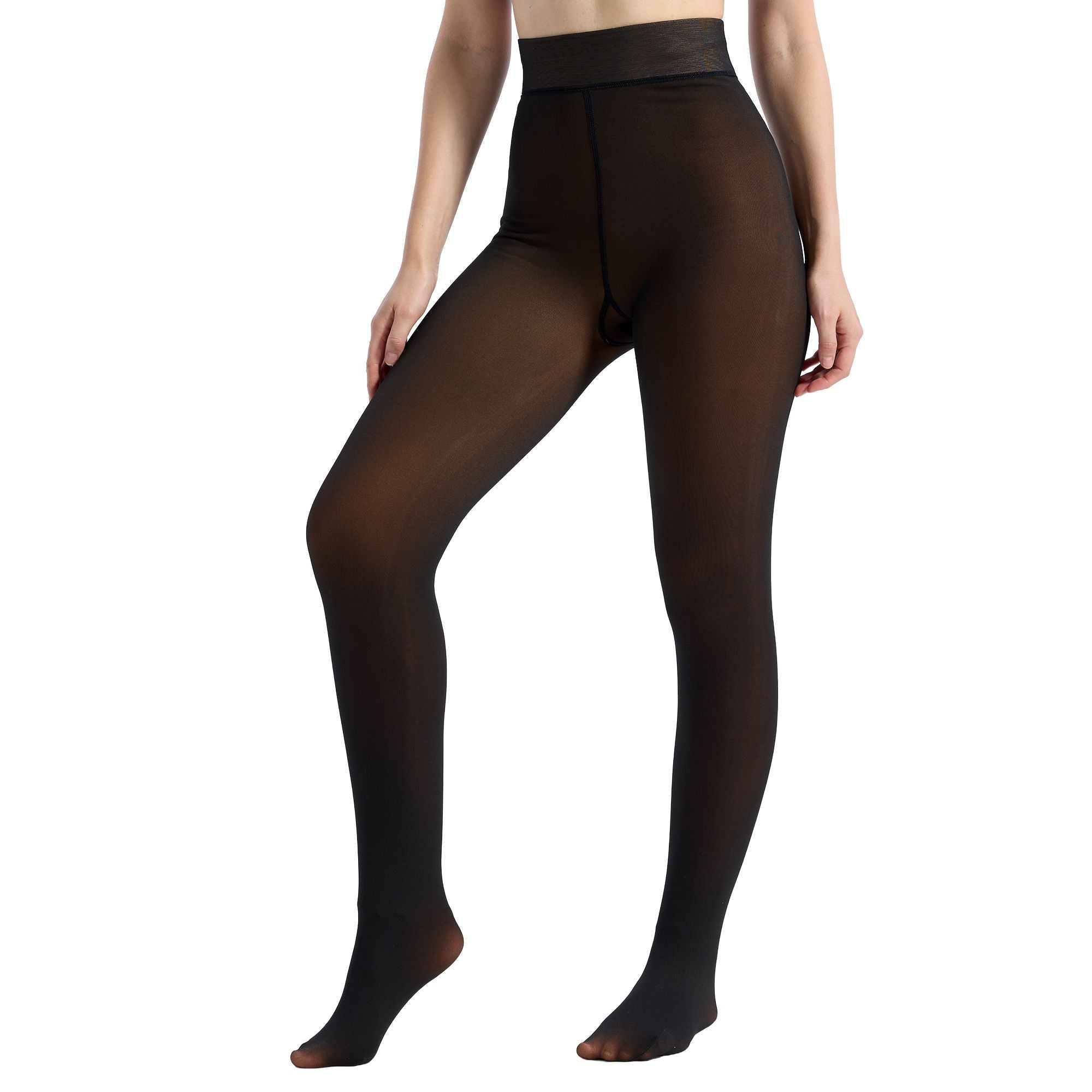 Fleece Lined Tights for Women Warm Pantyhose Fake Translucent Sheer Leggings Thick for Winter Comfort  Thermal High Waist