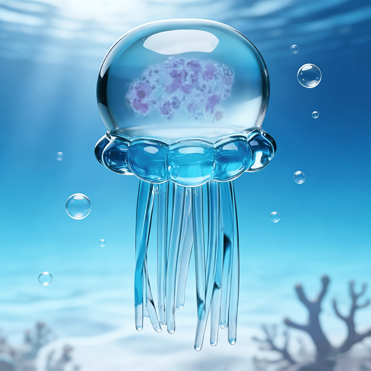 Jellyfish Squishy Stress Ball Toy, Glitter Filled Sensory Fidget Toy for Anxiety Relief, Soft TPR Squeeze Toy for Kids & Adults, Cute Desk Decor & Party Favor Gift