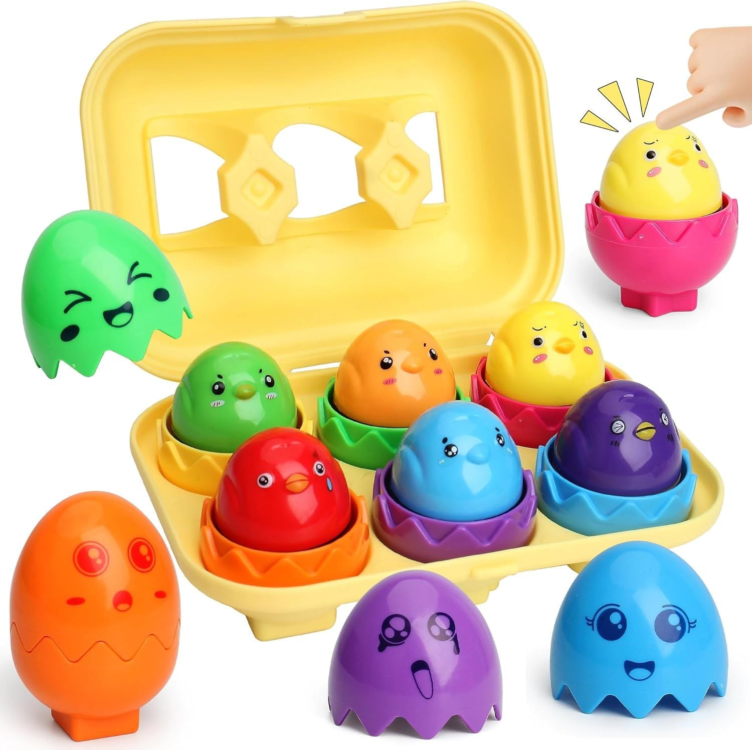 Toddler Toys Matching Egg Toys for Toddlers Eggs Learning Montessori Toys Educational Color, Shapes and Sorting Recognition Skills Puzzle Matching Games for Kid Baby Boy Girl Easter Gift
