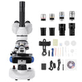 Trinocular Microscope, 40-5000X Magnification, Professional Compound Microscope for Adult with Phone Adapter, LED Light, Aluminum Alloy Body, for Lab, School, Home, Education