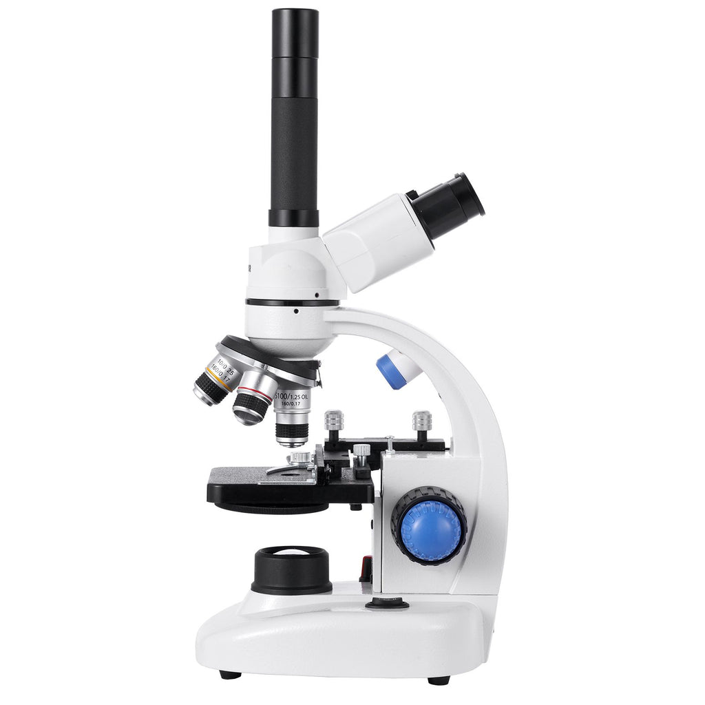 Trinocular Microscope, 40-5000X Magnification, Professional Compound Microscope for Adult with Phone Adapter, LED Light, Aluminum Alloy Body, for Lab, School, Home, Education