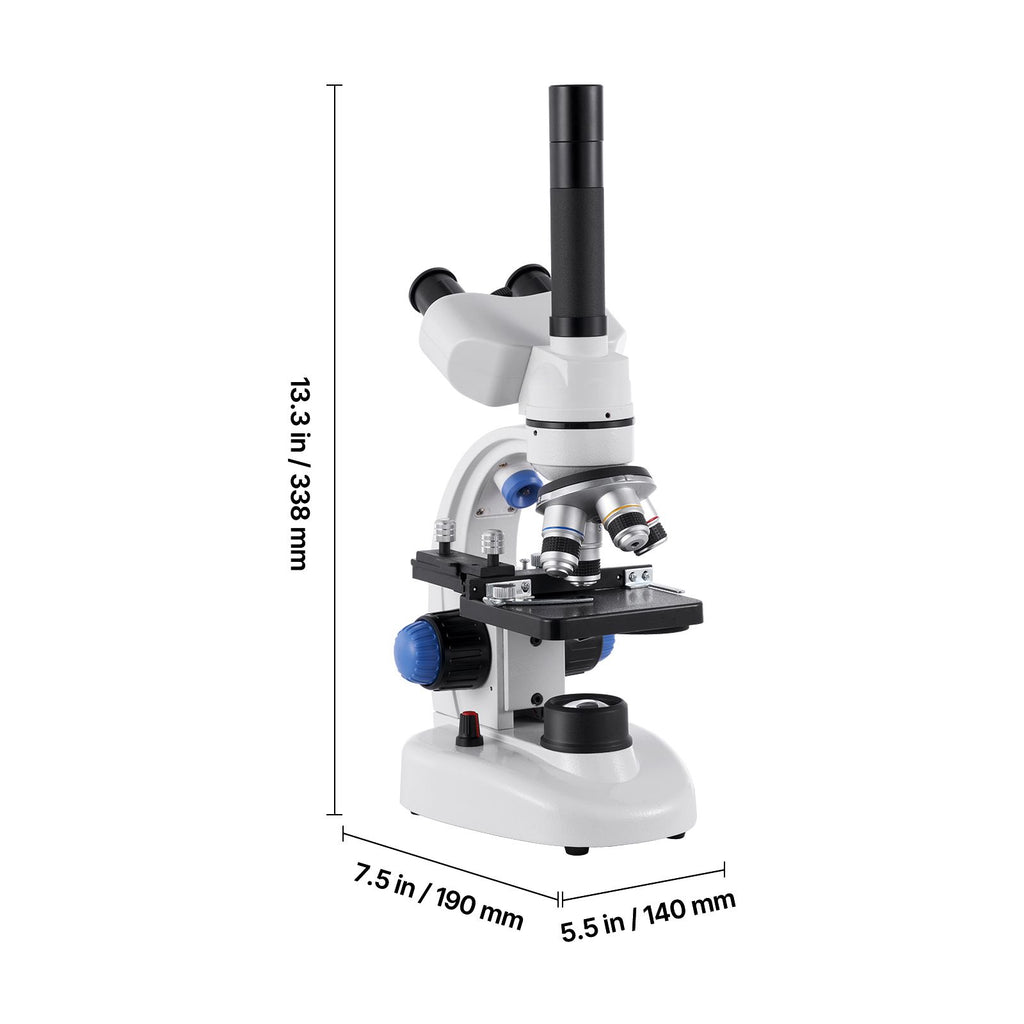 Trinocular Microscope, 40-5000X Magnification, Professional Compound Microscope for Adult with Phone Adapter, LED Light, Aluminum Alloy Body, for Lab, School, Home, Education