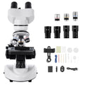 Compound Binocular Microscope, 40-2000X Magnification, Professional Compound Microscope for Adult with Phone Adapter, LED Light, Aluminum Alloy Body, for Lab, School, Home, Education