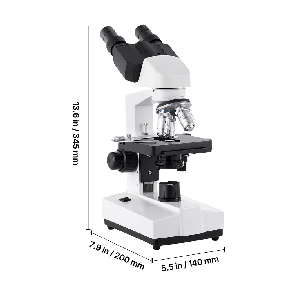 Binocular Microscope, 40-5000X Magnification, Professional Compound Microscope for Adult with Dual Stage and Two Sets of Eyepieces, Aluminum Alloy Body, Includes LED Light and Phone Holder