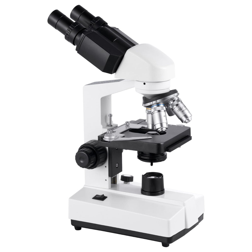 Binocular Microscope, 40-5000X Magnification, Professional Compound Microscope for Adult with Dual Stage and Two Sets of Eyepieces, Aluminum Alloy Body, Includes LED Light and Phone Holder