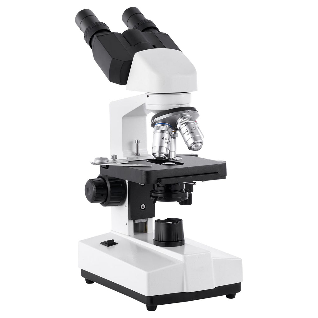 Binocular Microscope, 40-5000X Magnification, Professional Compound Microscope for Adult with Dual Stage and Two Sets of Eyepieces, Aluminum Alloy Body, Includes LED Light and Phone Holder