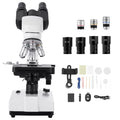 Binocular Microscope, 40-5000X Magnification, Professional Compound Microscope for Adult with Dual Stage and Two Sets of Eyepieces, Aluminum Alloy Body, Includes LED Light and Phone Holder