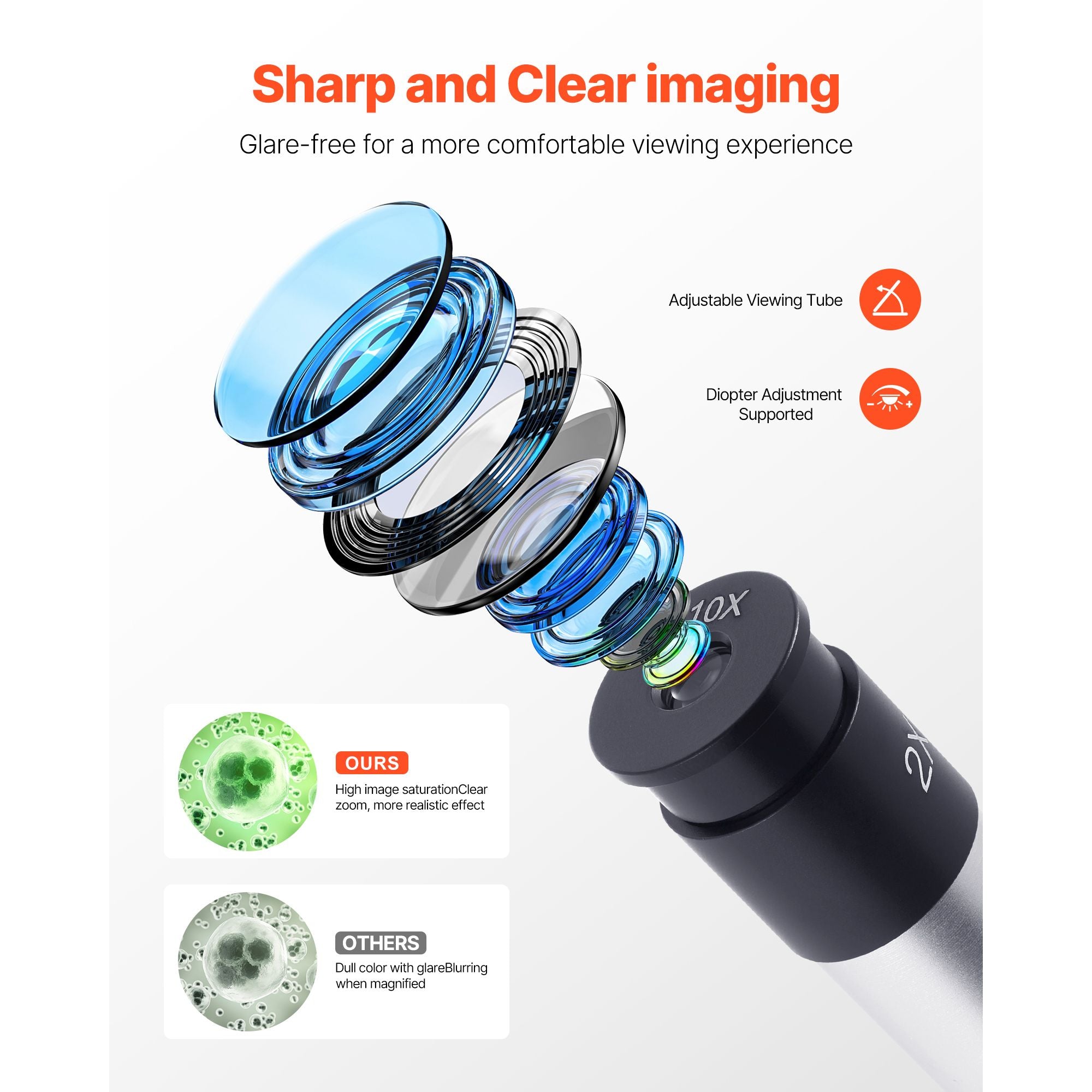 Microscope for Kids Adults, 40X-2000X Professional Compound Microscope Mobile Phone Adapter with LED Light, for Laboratory, School, Home, Education