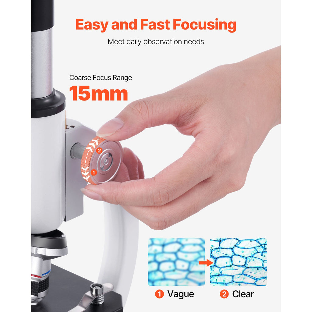 Microscope for Kids Adults, 40X-2000X Professional Compound Microscope Mobile Phone Adapter with LED Light, for Laboratory, School, Home, Education