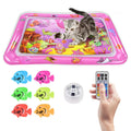 Cat Water Mat Interactive Sensory Play Mat with Floating Fish Toys LED Color Changing Light Thickened PVC for Indoor Cats Kittens Pet Enrichment