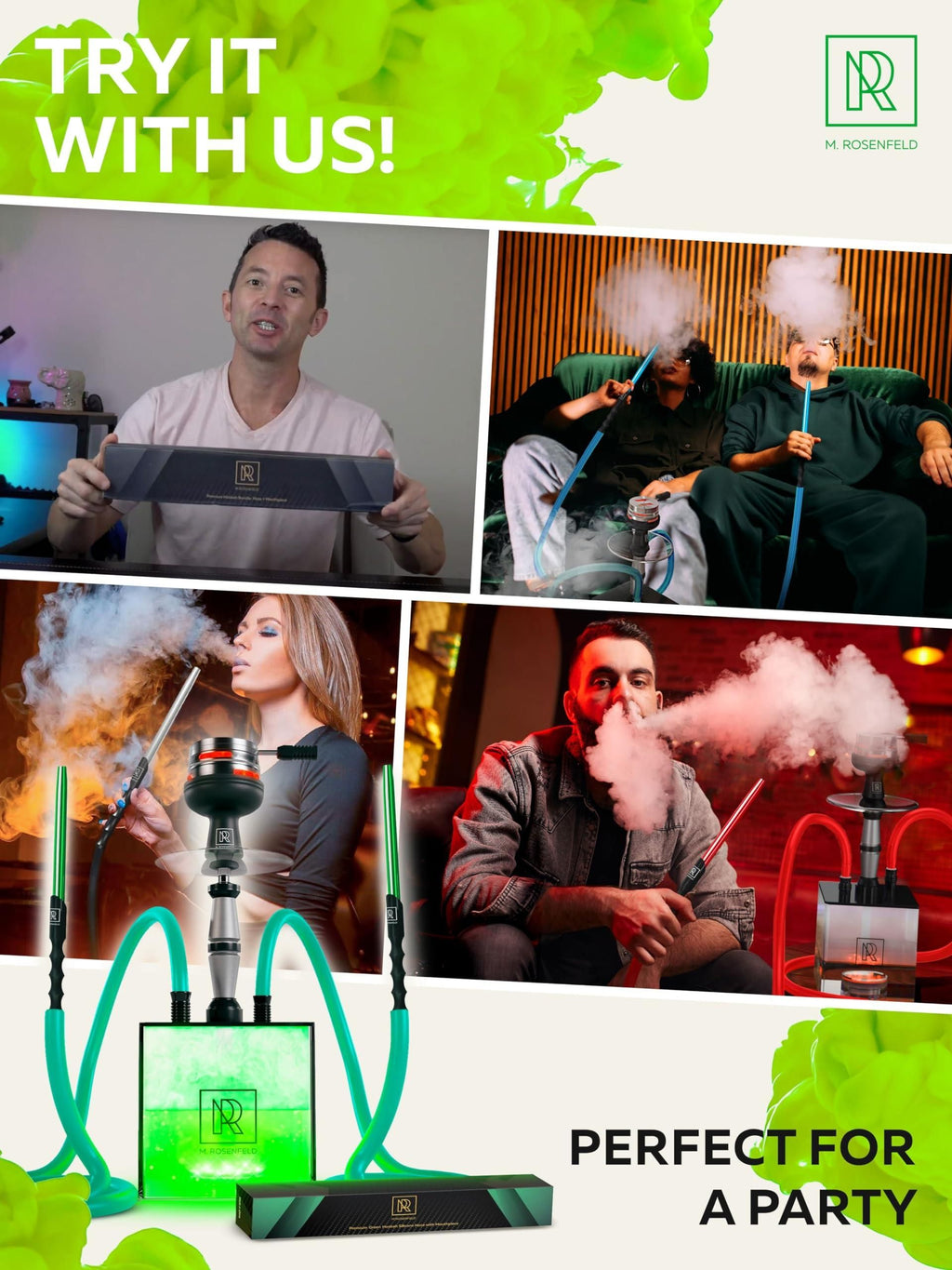 Hookah Hose Green with Hookah Adapter Mouthpiece Cleanable Green Hookah Hose Silicone 60 in and Convenient Aluminum Made Mouthpiece 15 in Modern Hookahs Accessories and Hookah Hose