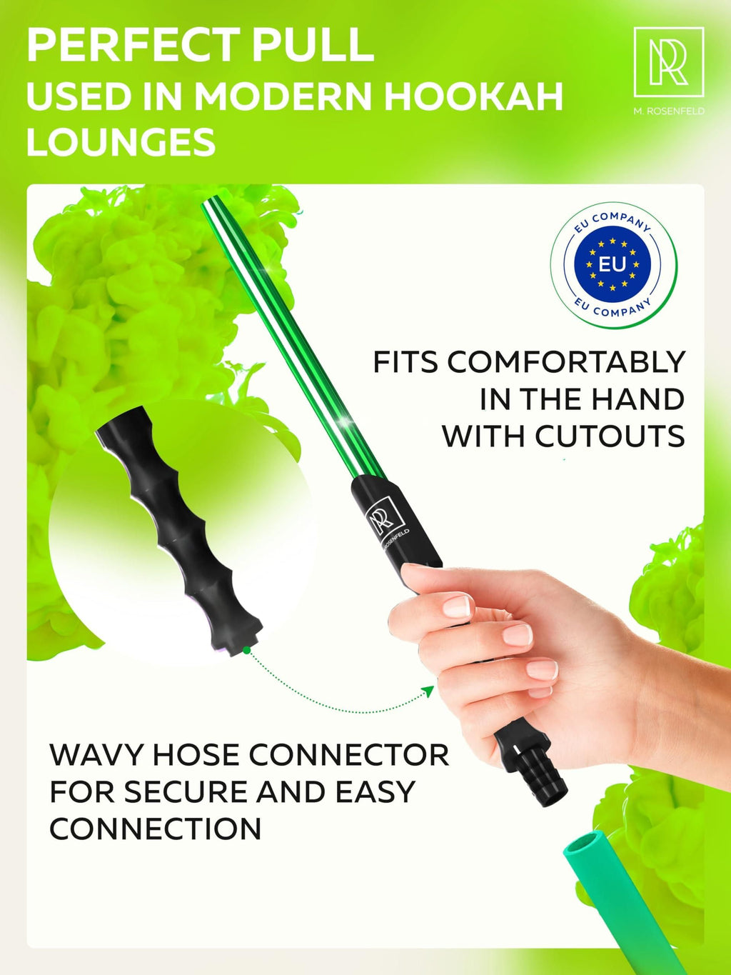 Hookah Hose Green with Hookah Adapter Mouthpiece Cleanable Green Hookah Hose Silicone 60 in and Convenient Aluminum Made Mouthpiece 15 in Modern Hookahs Accessories and Hookah Hose