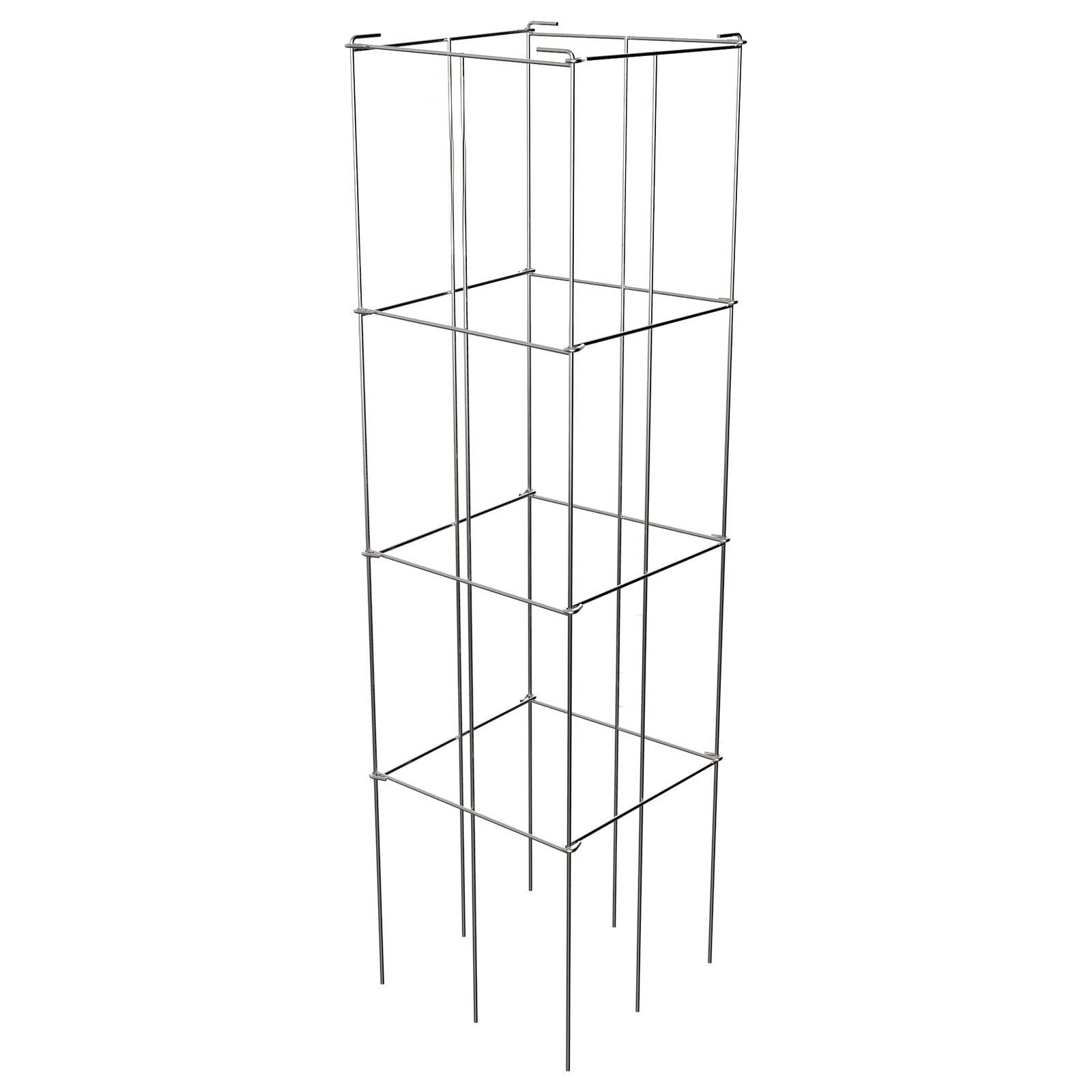 Tomato Cages, 11.8\" x 11.8\" x 46.1\", 10 Packs Square Plant Support Cages, Silver PVC-Coated Steel Tomato Towers for Climbing Vegetables, Plants, Flowers, Fruits