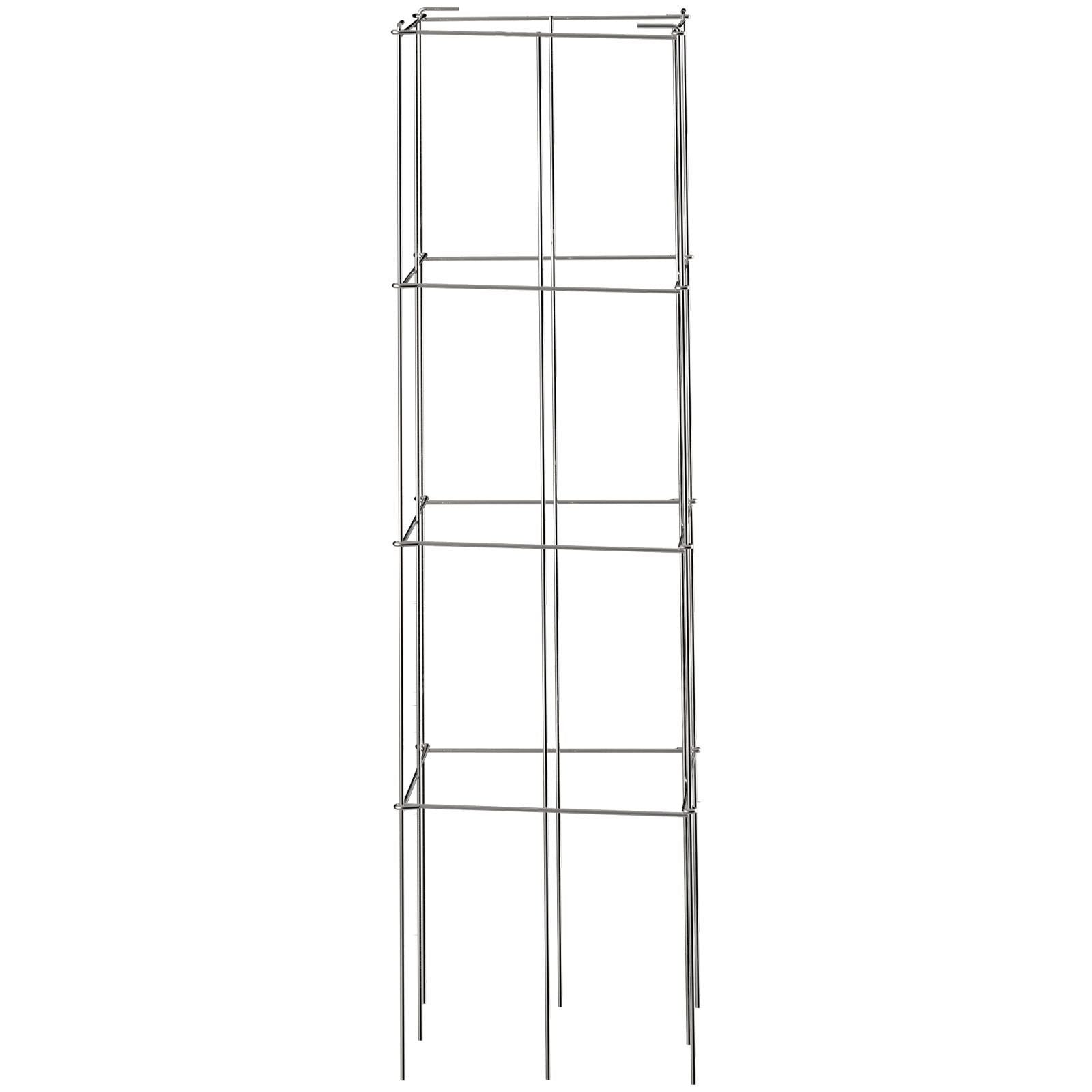 Tomato Cages, 11.8\" x 11.8\" x 46.1\", 10 Packs Square Plant Support Cages, Silver PVC-Coated Steel Tomato Towers for Climbing Vegetables, Plants, Flowers, Fruits
