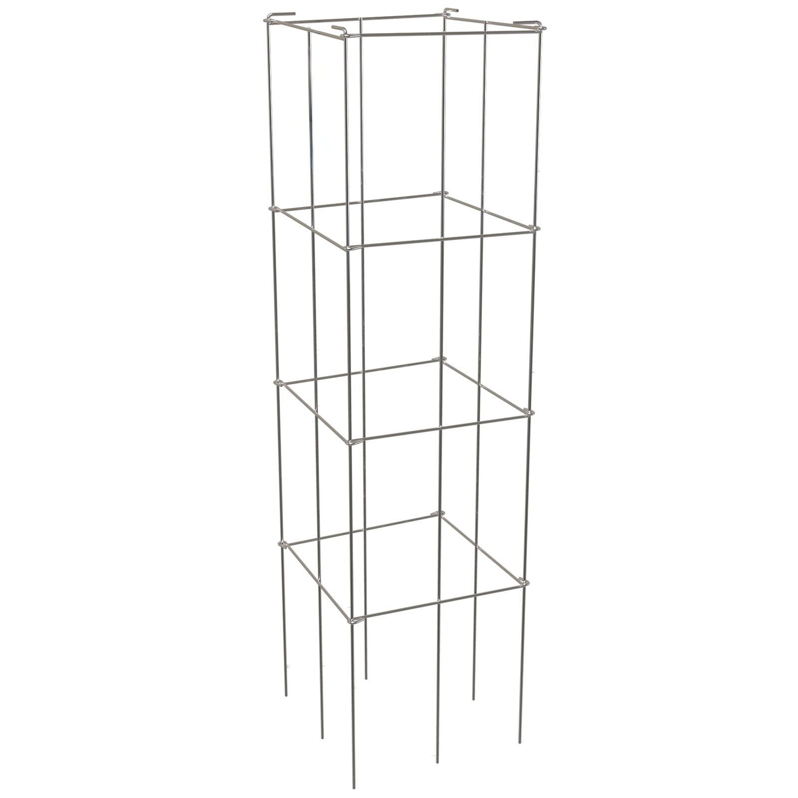 Tomato Cages, 11.8\" x 11.8\" x 46.1\", 10 Packs Square Plant Support Cages, Silver PVC-Coated Steel Tomato Towers for Climbing Vegetables, Plants, Flowers, Fruits