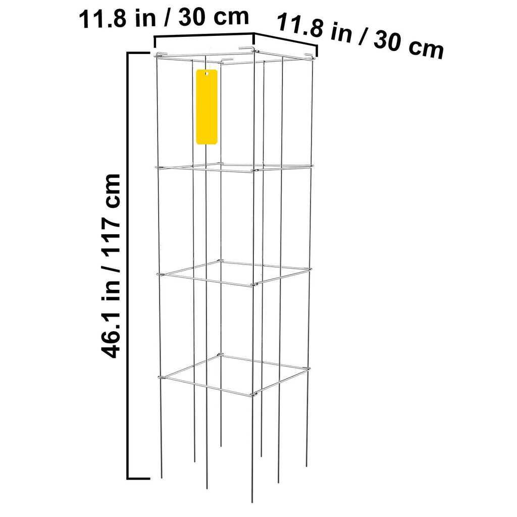 Tomato Cages, 11.8\" x 11.8\" x 46.1\", 10 Packs Square Plant Support Cages, Silver PVC-Coated Steel Tomato Towers for Climbing Vegetables, Plants, Flowers, Fruits