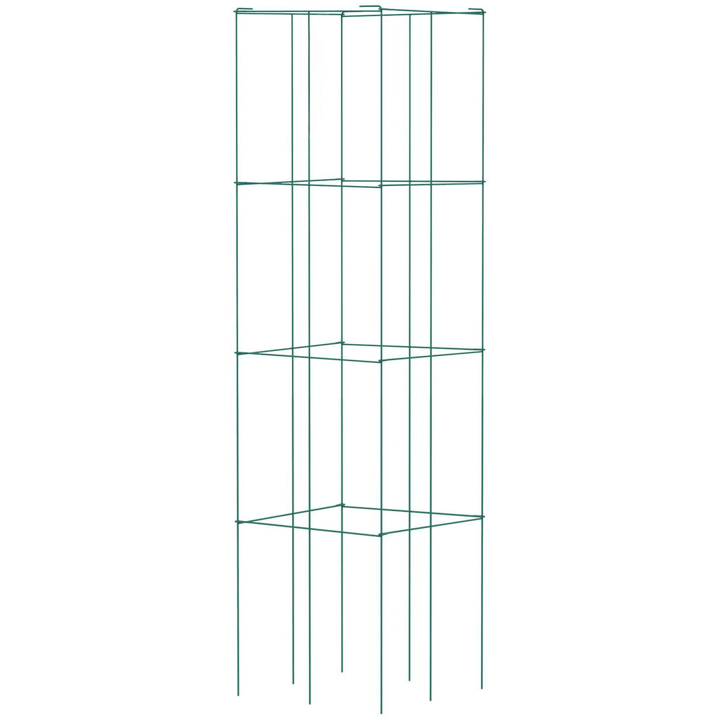 Tomato Cages, 11.8\" x 11.8\" x 46.1\", 5 Packs Square Plant Support Cages, Green PVC-Coated Steel Tomato Towers for Climbing Vegetables, Plants, Flowers, Fruits