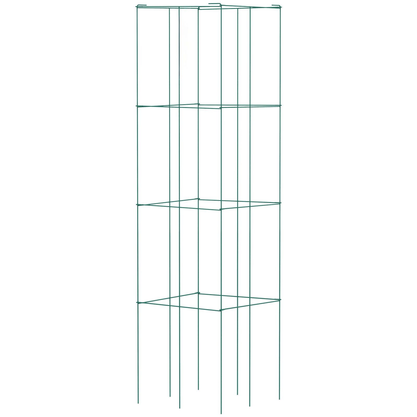 Tomato Cages, 11.8\" x 11.8\" x 46.1\", 5 Packs Square Plant Support Cages, Green PVC-Coated Steel Tomato Towers for Climbing Vegetables, Plants, Flowers, Fruits