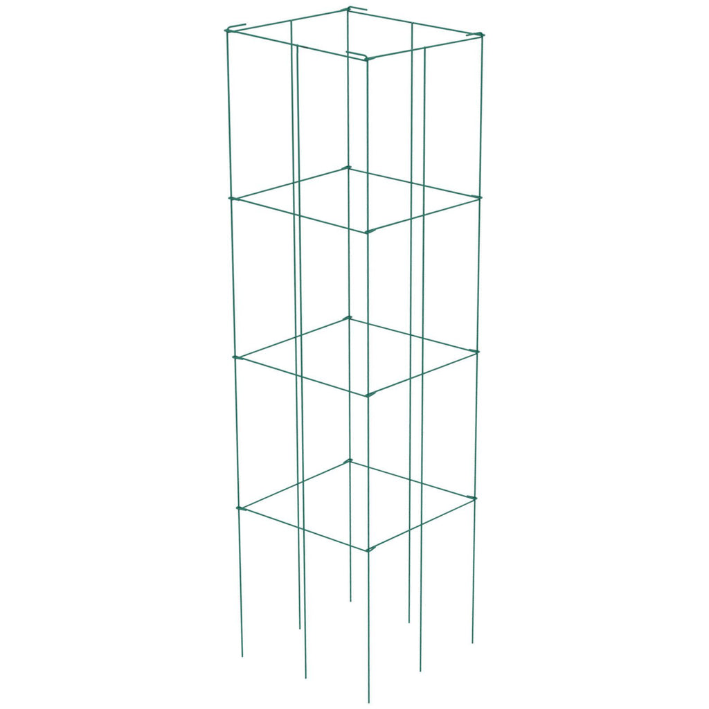 Tomato Cages, 11.8\" x 11.8\" x 46.1\", 5 Packs Square Plant Support Cages, Green PVC-Coated Steel Tomato Towers for Climbing Vegetables, Plants, Flowers, Fruits