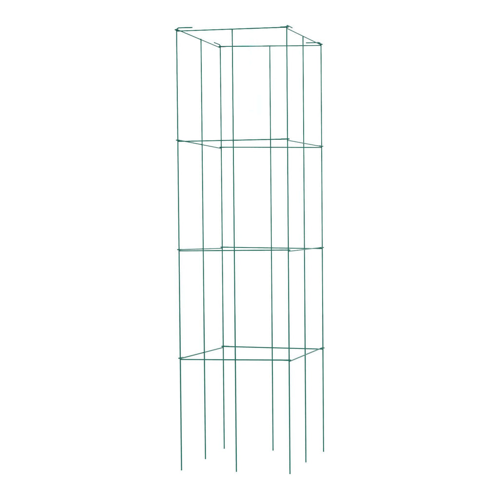 Tomato Cages, 11.8\" x 11.8\" x 46.1\", 5 Packs Square Plant Support Cages, Green PVC-Coated Steel Tomato Towers for Climbing Vegetables, Plants, Flowers, Fruits