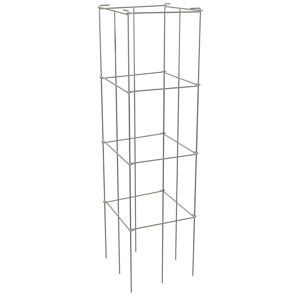 Tomato Cages, 11.8\" x 11.8\" x 46.1\", 5 Packs Square Plant Support Cages, Silver PVC-Coated Steel Tomato Towers for Climbing Vegetables, Plants, Flowers, Fruits