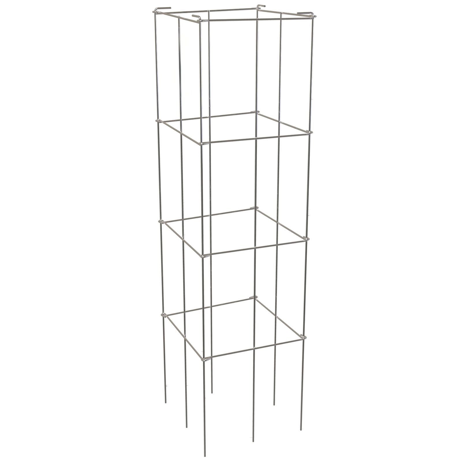 Tomato Cages, 11.8\" x 11.8\" x 46.1\", 5 Packs Square Plant Support Cages, Silver PVC-Coated Steel Tomato Towers for Climbing Vegetables, Plants, Flowers, Fruits