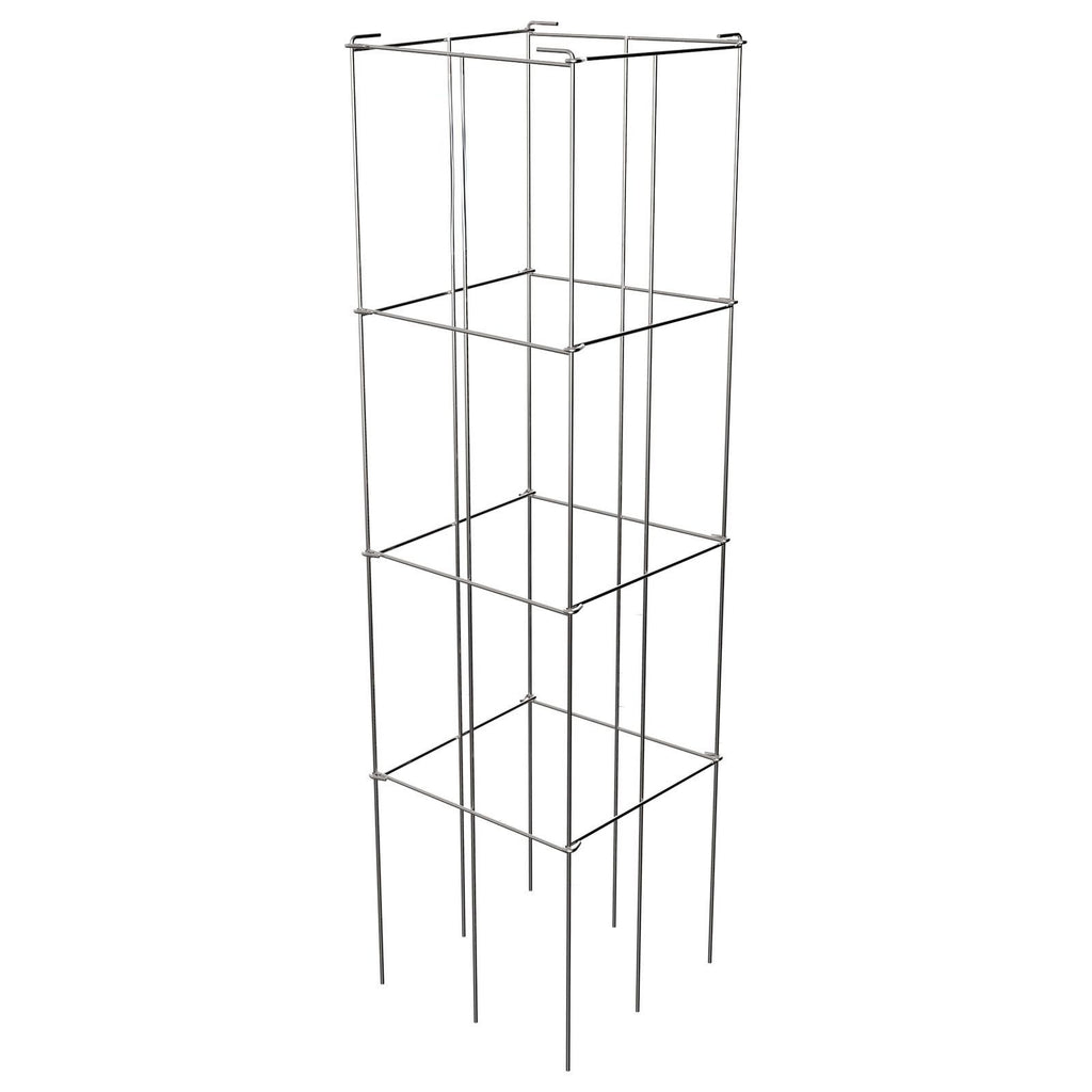 Tomato Cages, 11.8\" x 11.8\" x 46.1\", 5 Packs Square Plant Support Cages, Silver PVC-Coated Steel Tomato Towers for Climbing Vegetables, Plants, Flowers, Fruits