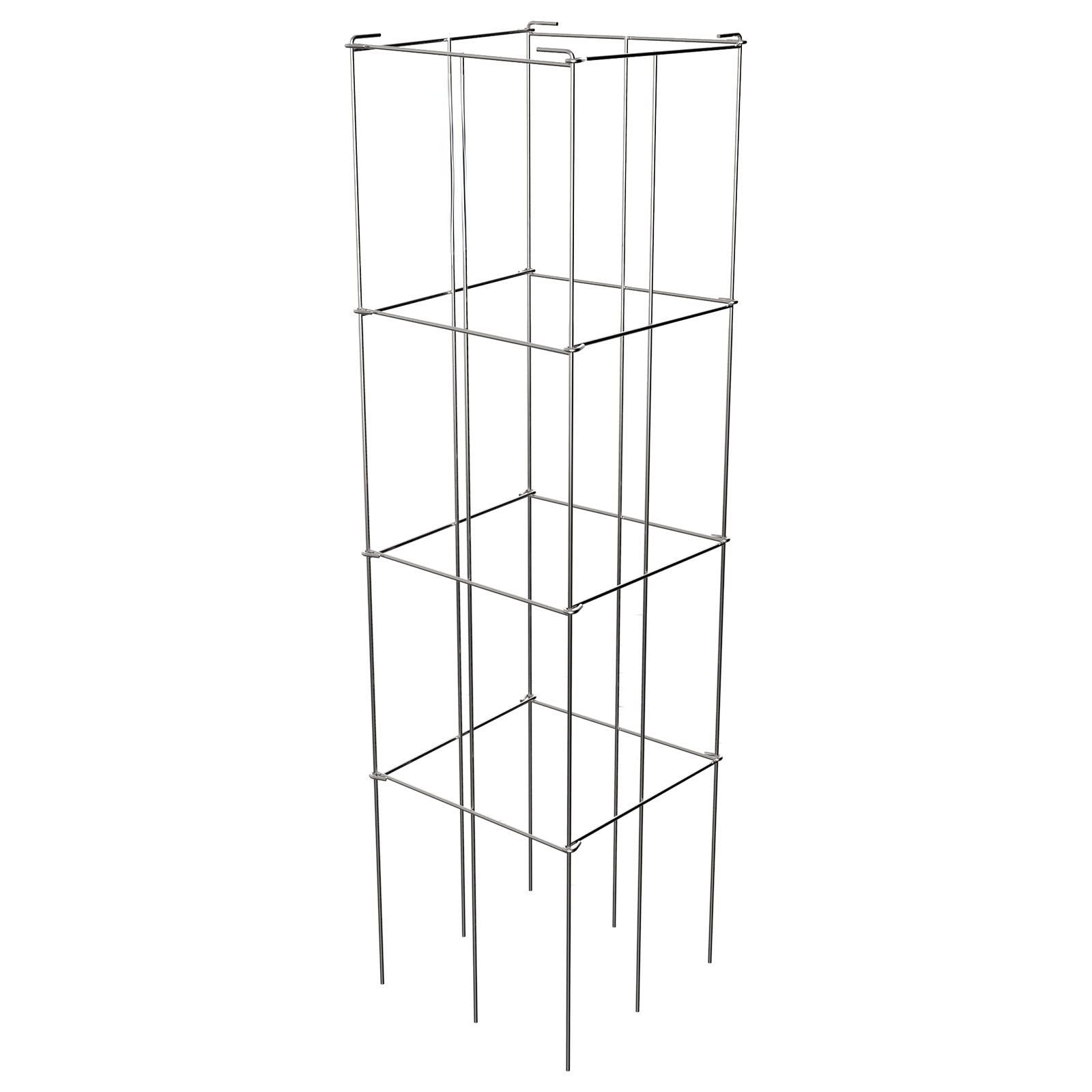 Tomato Cages, 11.8\" x 11.8\" x 46.1\", 5 Packs Square Plant Support Cages, Silver PVC-Coated Steel Tomato Towers for Climbing Vegetables, Plants, Flowers, Fruits