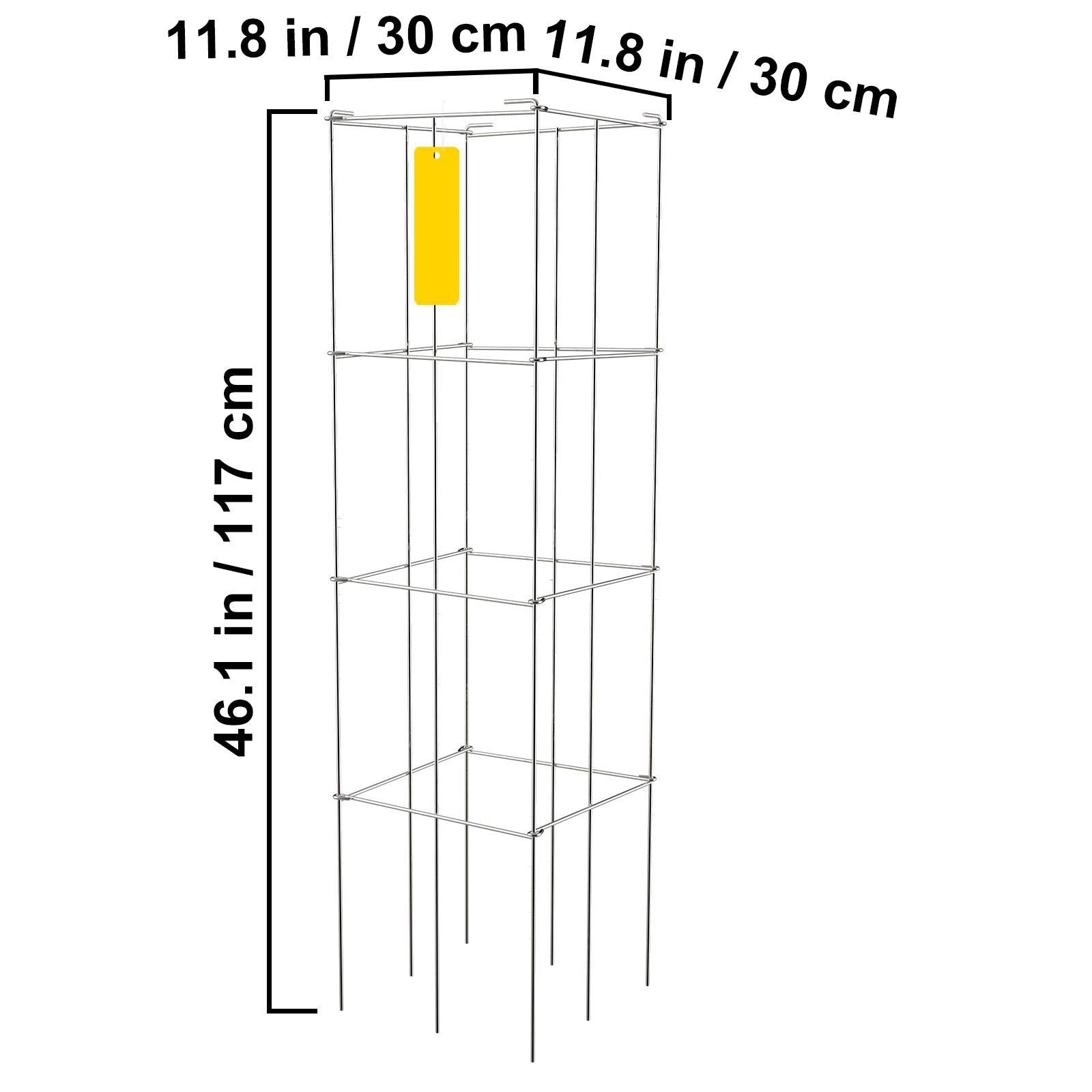 Tomato Cages, 11.8\" x 11.8\" x 46.1\", 5 Packs Square Plant Support Cages, Silver PVC-Coated Steel Tomato Towers for Climbing Vegetables, Plants, Flowers, Fruits