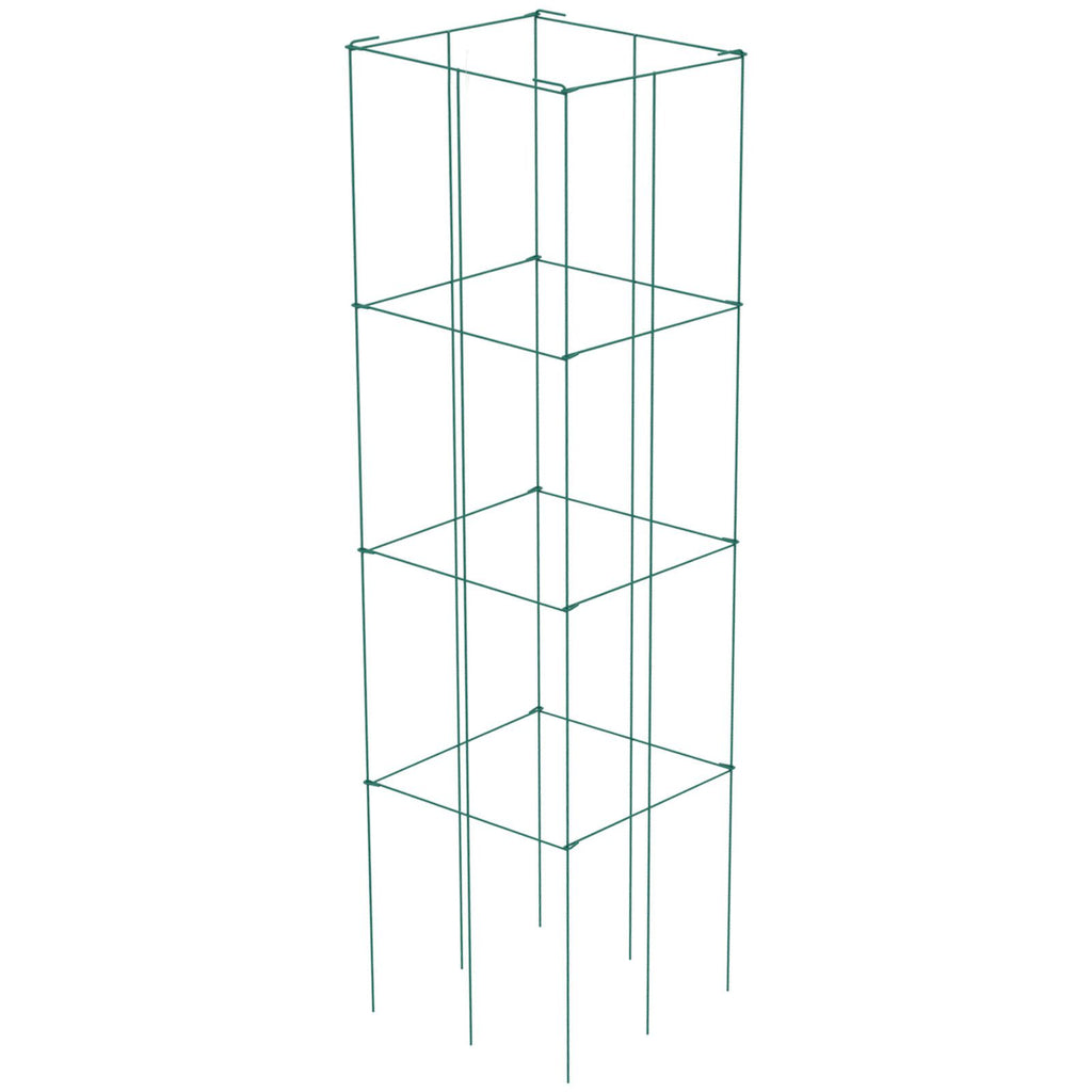 Tomato Cages, 11.8\" x 11.8\" x 46.1\", 10 Packs Square Plant Support Cages, Green PVC-Coated Steel Tomato Towers for Climbing Vegetables, Plants, Flowers, Fruits