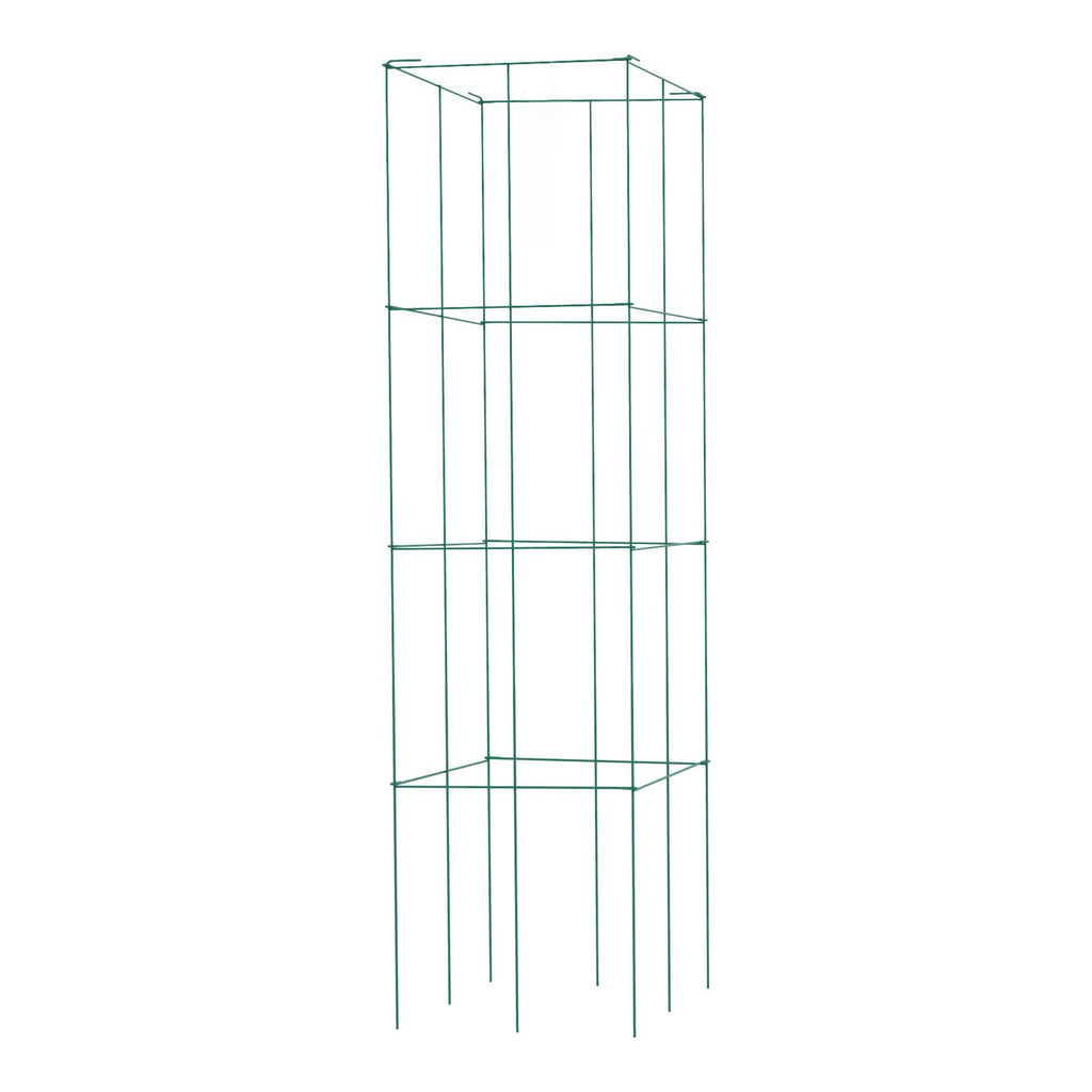Tomato Cages, 11.8\" x 11.8\" x 46.1\", 10 Packs Square Plant Support Cages, Green PVC-Coated Steel Tomato Towers for Climbing Vegetables, Plants, Flowers, Fruits