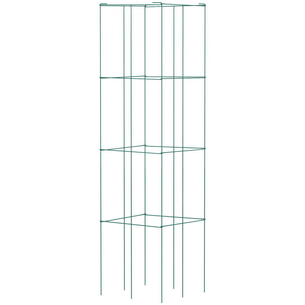 Tomato Cages, 11.8\" x 11.8\" x 46.1\", 10 Packs Square Plant Support Cages, Green PVC-Coated Steel Tomato Towers for Climbing Vegetables, Plants, Flowers, Fruits