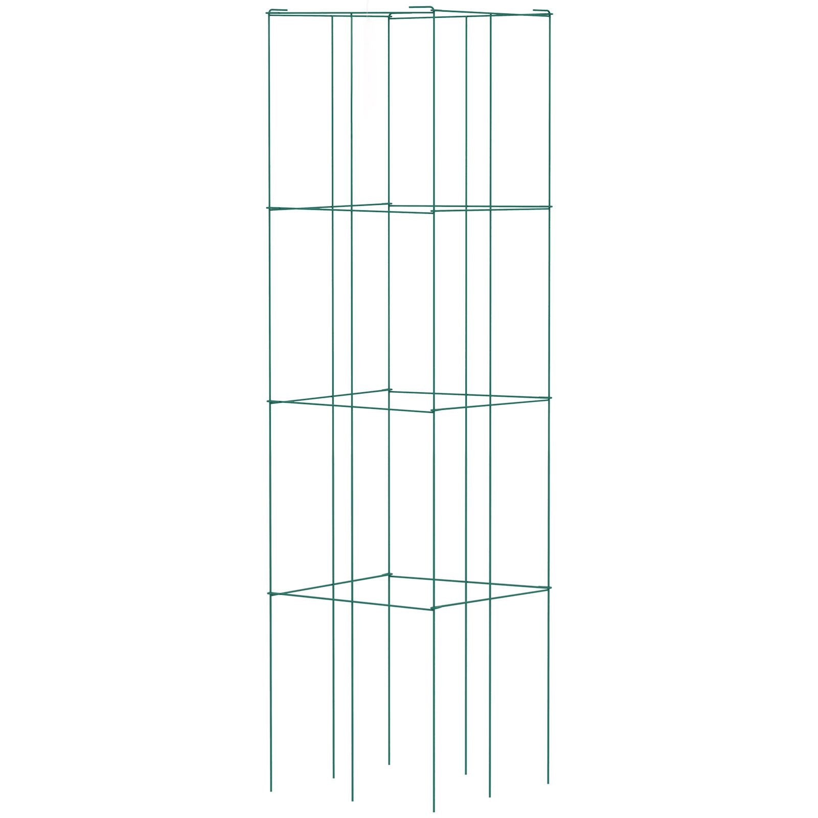 Tomato Cages, 11.8\" x 11.8\" x 46.1\", 10 Packs Square Plant Support Cages, Green PVC-Coated Steel Tomato Towers for Climbing Vegetables, Plants, Flowers, Fruits