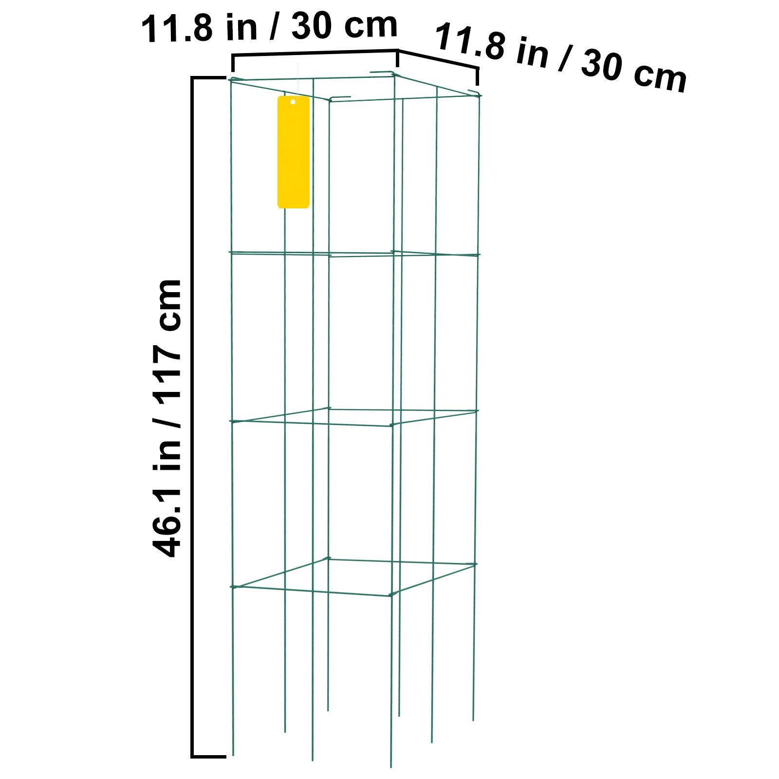 Tomato Cages, 11.8\" x 11.8\" x 46.1\", 10 Packs Square Plant Support Cages, Green PVC-Coated Steel Tomato Towers for Climbing Vegetables, Plants, Flowers, Fruits