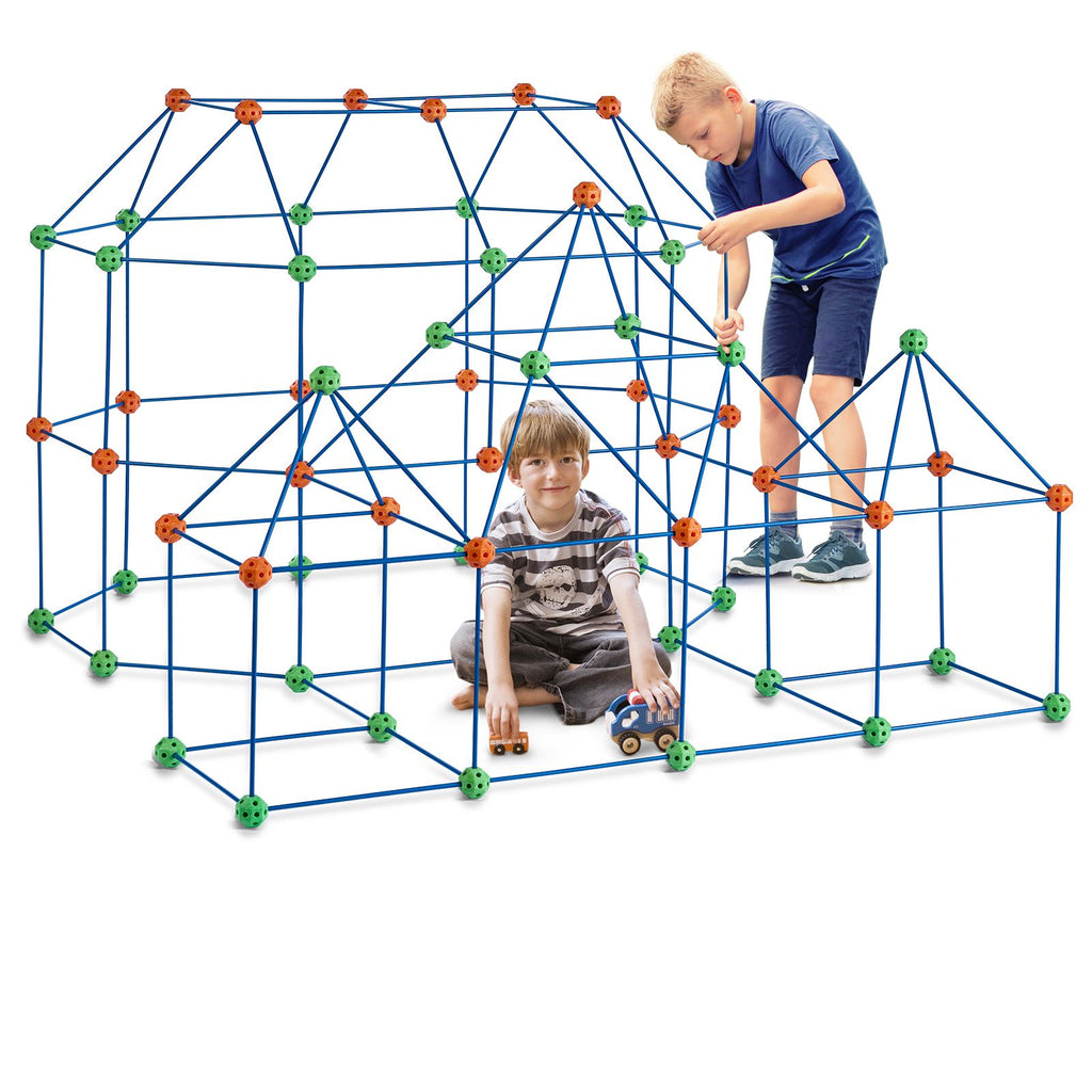 Fort Building Kit for Kids, 180PCS STEM Building Toys, Educational Gift for 4 5 6 7 8+ Year Old Boys & Girls, Indoor Outdoor Play Tent Builder Set Construction Toys with 120 Rods and 60 Balls