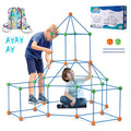Fort Building Kit for Kids, 120PCS STEM Building Toys, Educational Gift for 4 5 6 7 8+ Year Old Boys & Girls, Indoor Outdoor Play Tent Builder Set Construction Toys with 80 Rods and 40 Balls