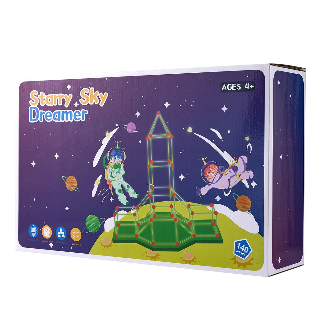 Fort Building Kit for Kids, 140PCS Glow in The Dark STEM Building Toys, Educational Gift for 4 5 6 7 8+ Year Old Boys & Girls Indoor Outdoor Play Tent Construction Toys with 96 Rods and 44 Balls