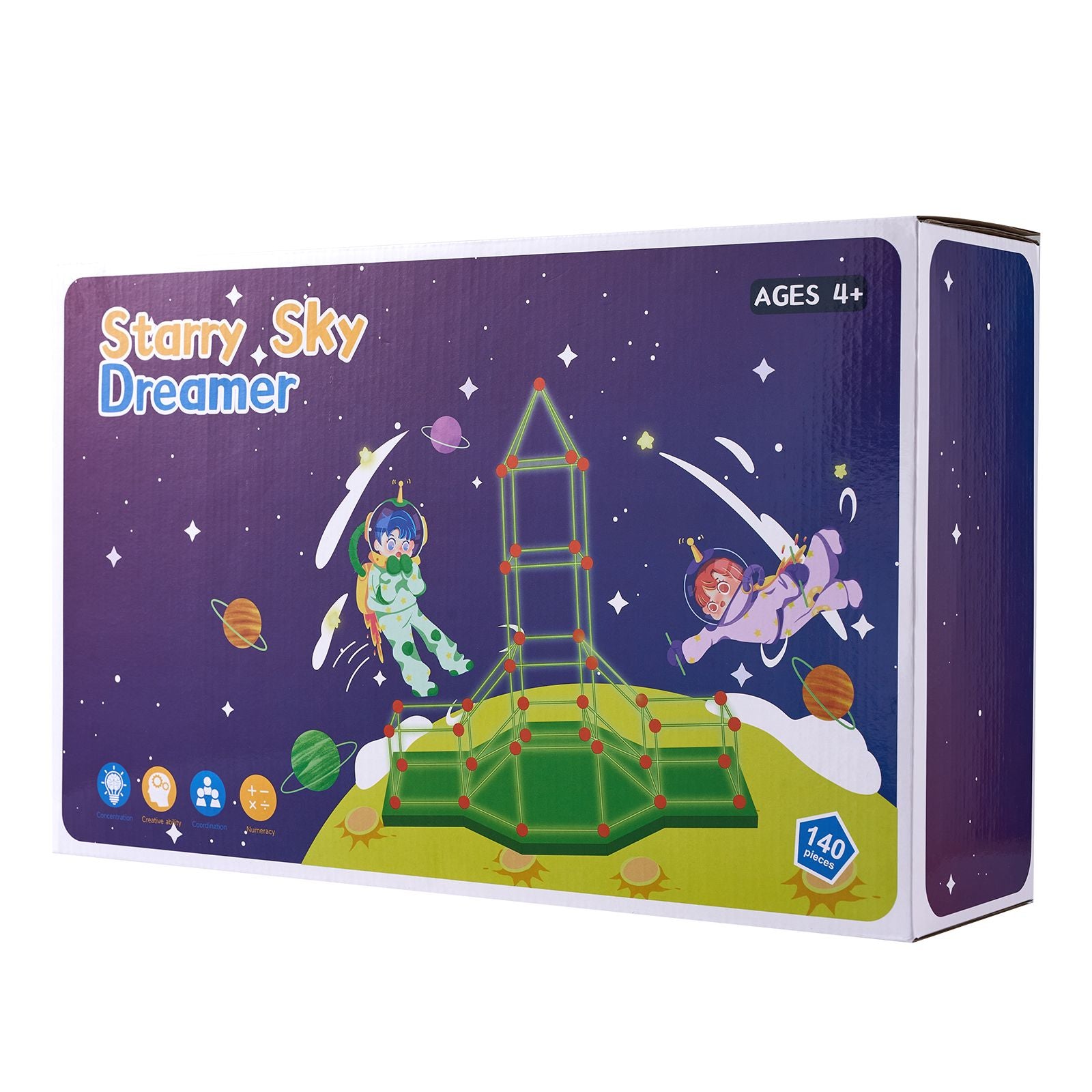 Fort Building Kit for Kids, 140PCS Glow in The Dark STEM Building Toys, Educational Gift for 4 5 6 7 8+ Year Old Boys & Girls Indoor Outdoor Play Tent Construction Toys with 96 Rods and 44 Balls