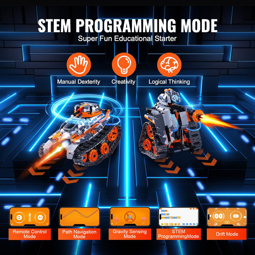 STEM Building Toys for Kids, 5-in-1 554 PCS, Remote Control Car Building Kits Remote & APP Controlled Car/Robot/Tank/Rubik's Cube/Snowplow, RC STEM Robots Building Set for Boys Girls Aged 6+