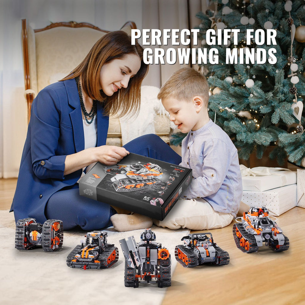 STEM Building Toys for Kids, 5-in-1 554 PCS, Remote Control Car Building Kits Remote & APP Controlled Car/Robot/Tank/Rubik's Cube/Snowplow, RC STEM Robots Building Set for Boys Girls Aged 6+
