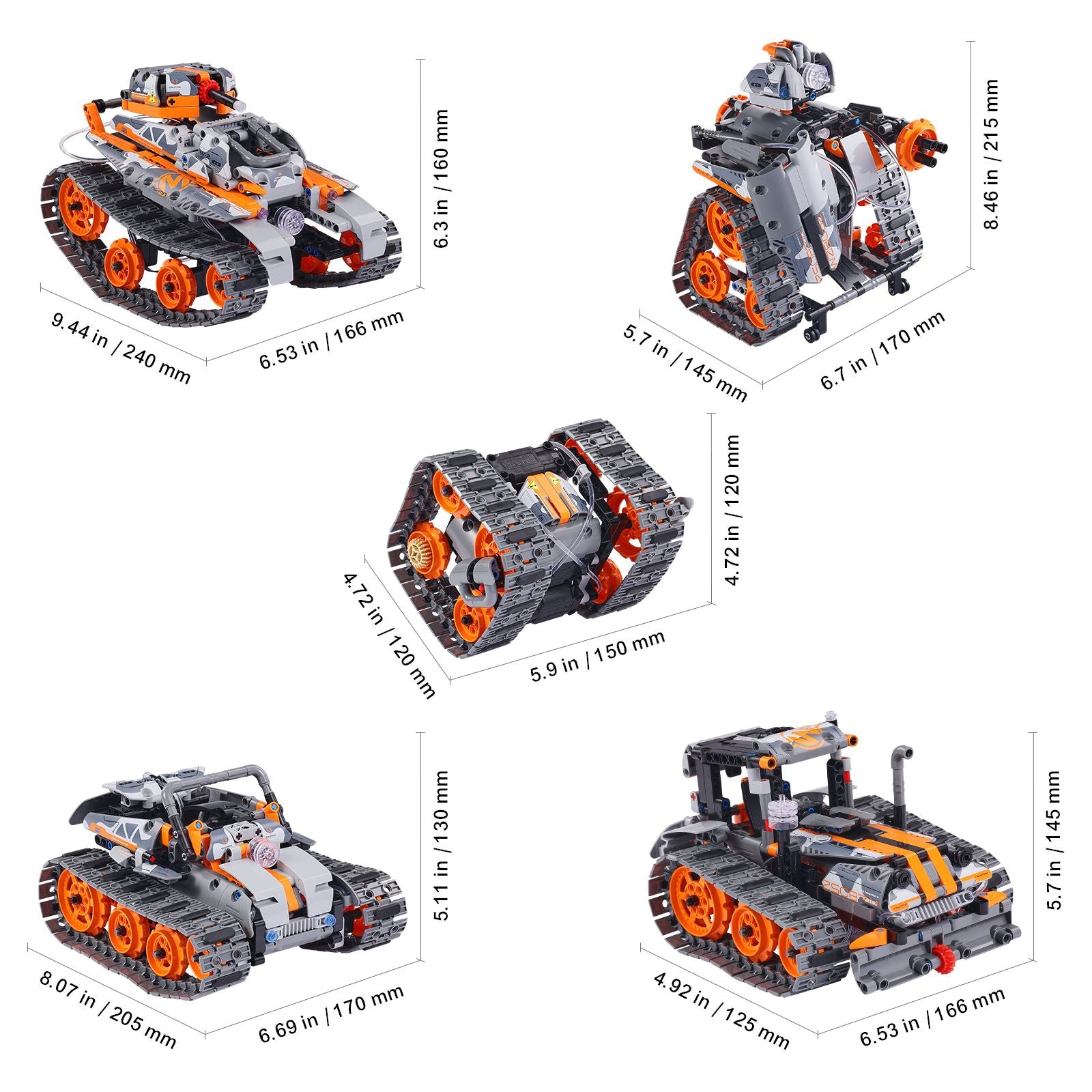 STEM Building Toys for Kids, 5-in-1 554 PCS, Remote Control Car Building Kits Remote & APP Controlled Car/Robot/Tank/Rubik's Cube/Snowplow, RC STEM Robots Building Set for Boys Girls Aged 6+