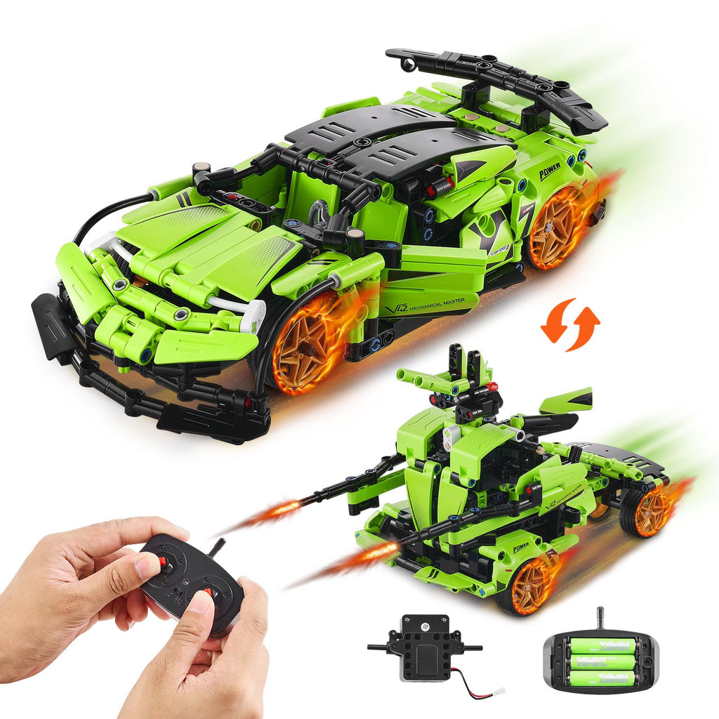 STEM Building Toys for Kids, 2-in-1 461 PCS Blocks, Remote Control Car Building Kits Remote & APP Controlled Car/Robot, RC STEM Robots Building Set Gifts for Boys Girls Aged 6+