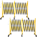 Metal Expandable Barricade,Folding Security Gate Safety Barrier with Casters,Mobile Barrier Gate, Adjustable Traffic Fence for Road Construction, Traffic Control,Cordon,Pool,Yellow Black