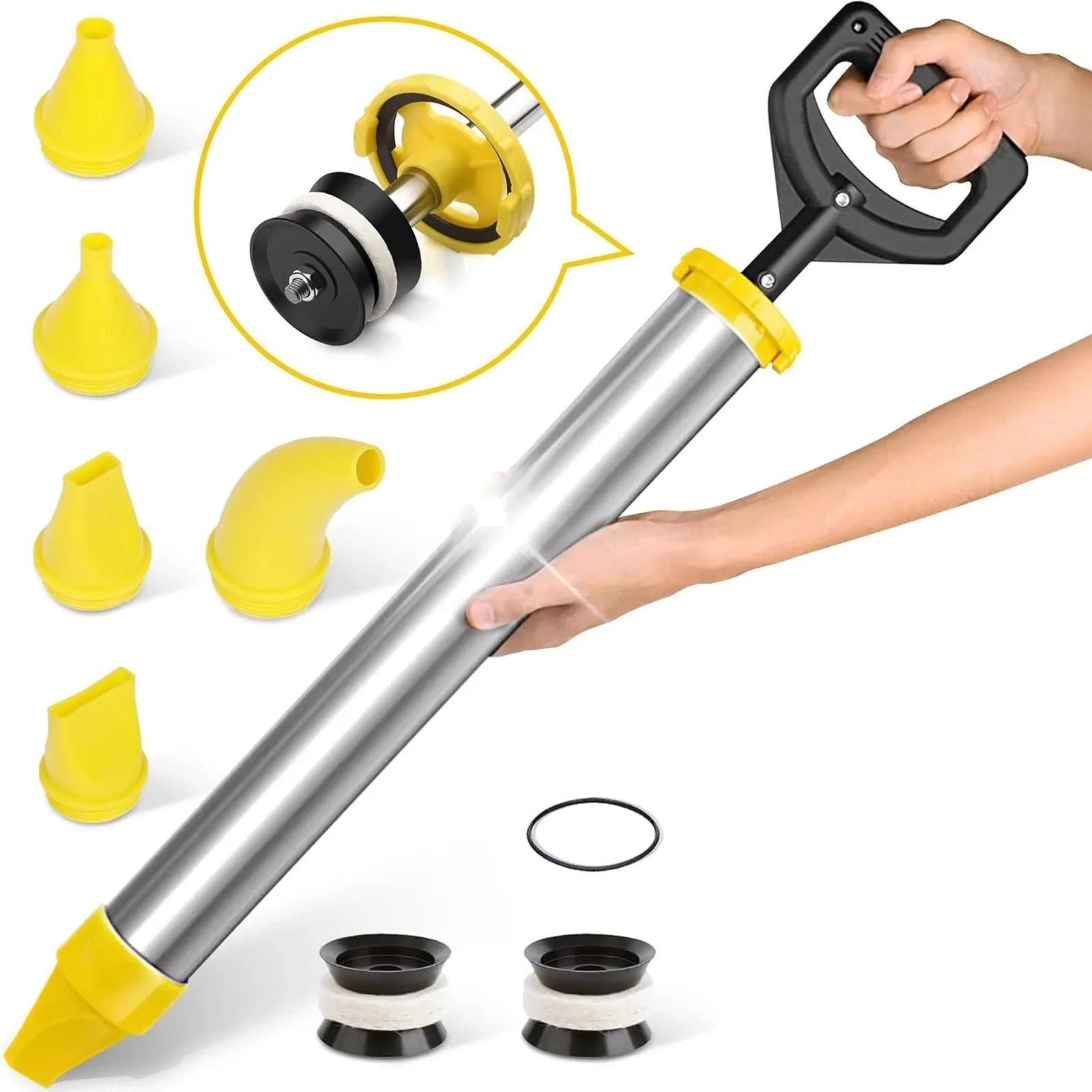 Heavy-Duty Stainless Steel Cement Caulking Gun with Pump System & 5 Nozzles - Heavy-Duty Mortar Sprayer Applicator for Grouting, /Stone/Concrete Repair, DIY & (Compatible with Cement, Plaster, Epoxy)